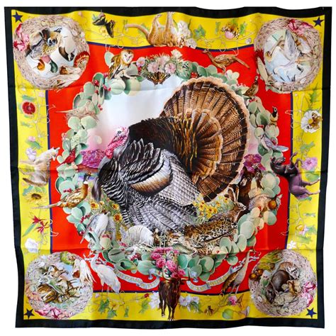 hermes turkey scarf|hermes decoupage scarf.